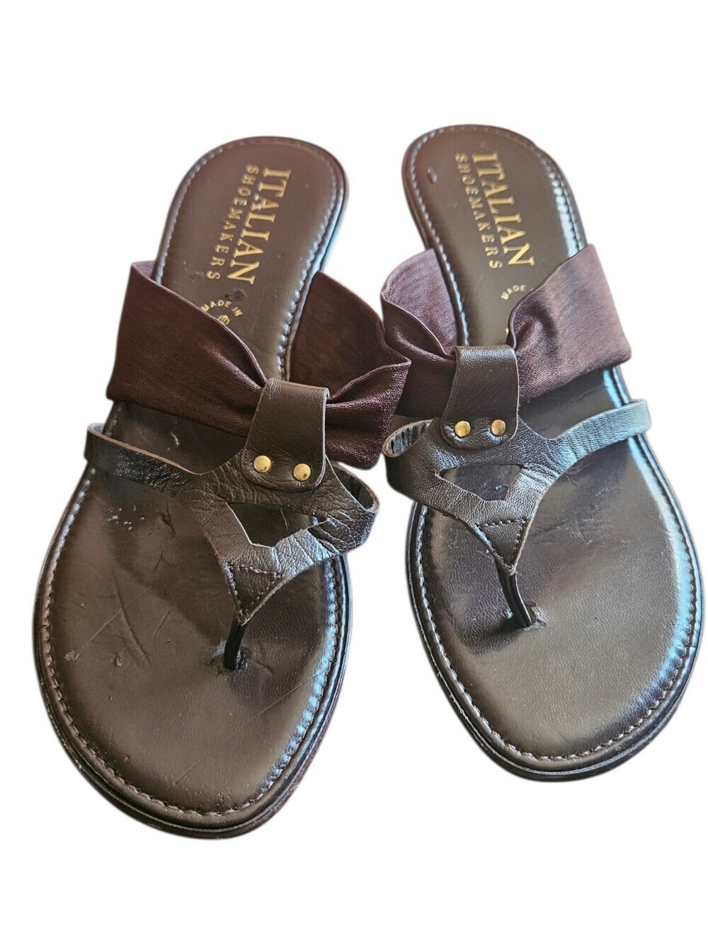 Italian Shoemaker Thong Wedge Heel Sandals Women 8